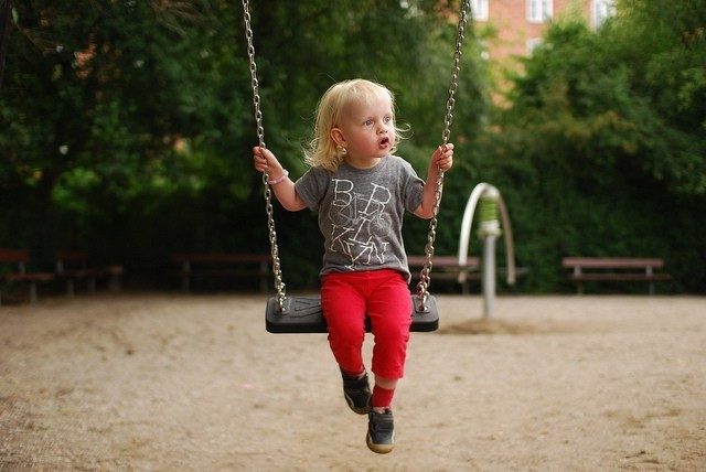 Danish kid on park swing