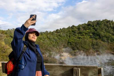online master of natural resources student tameca johnston taking a selfie in new zealand