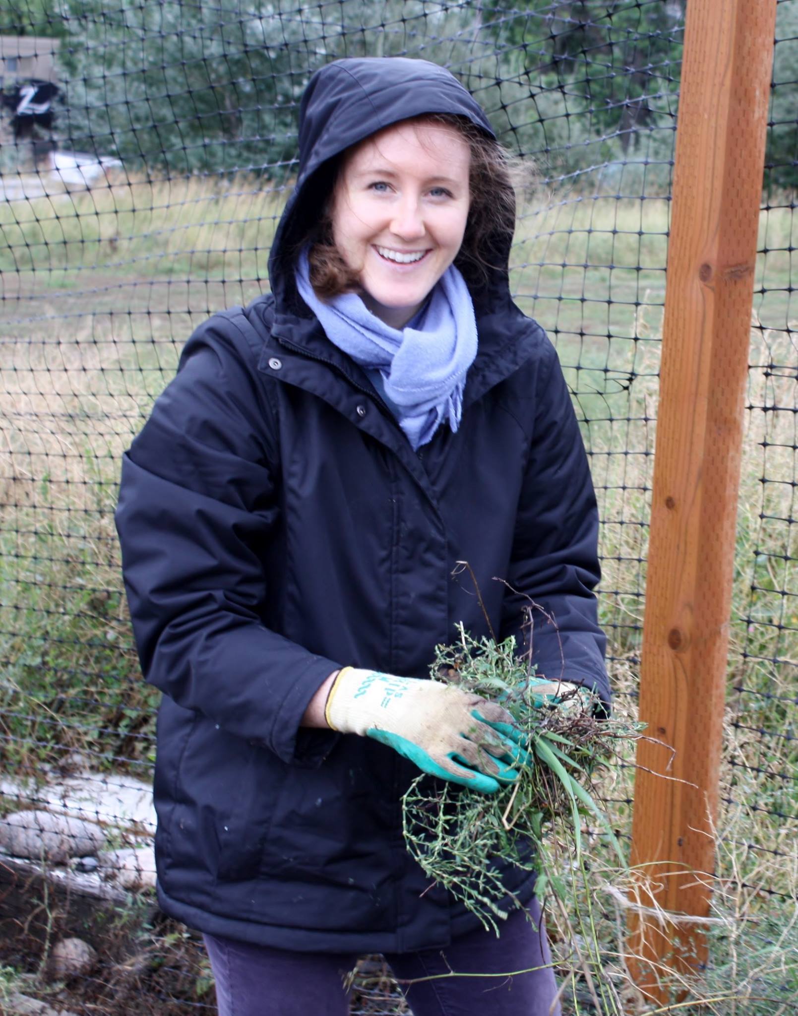Bridget Johnson weeds at a garden clean-up event in Billings, Montana, part of her work for the AmeriCorps VISTA program in 2014.