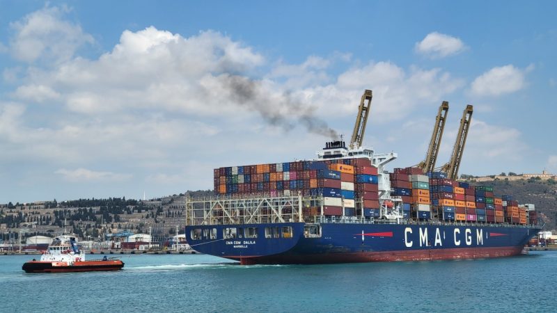 a container ship in the Port of Barcelona, Spain 