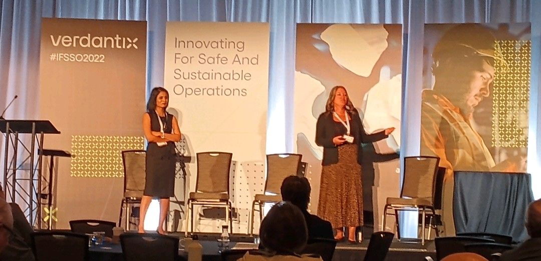 Emily Hansroth, director of sustainability at Lockheed Martin, presents at the 2022 Verdantix Innovating for Safe and Sustainable Operations event
