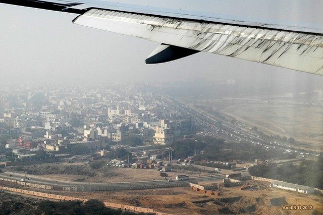 approaching Delhi airport